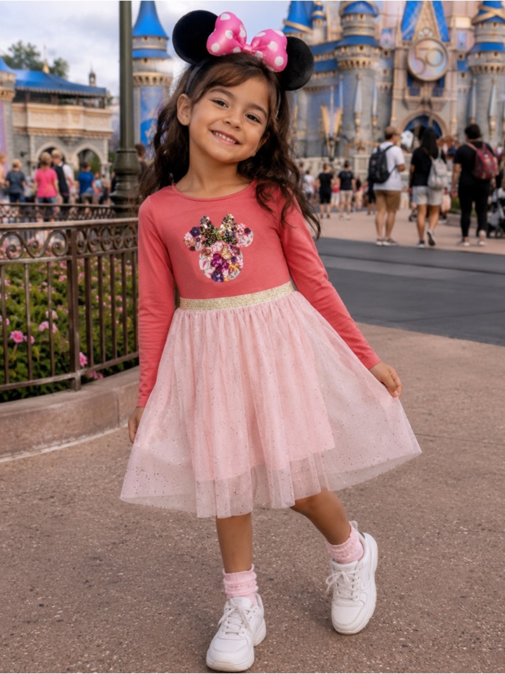 Jumping Beans x Disney Dress Sz 8 Minnie Sequin Tulle Overlay Pink Character